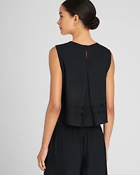 Linen Eyelet Cropped Shell Top
