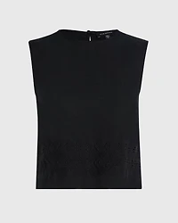 Linen Eyelet Cropped Shell Top