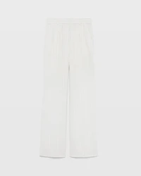 Pinstripe Pleated Linen Blend Trouser