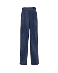 Pinstripe Pleated Linen Blend Trouser