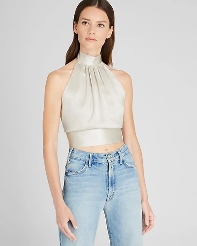 Silk Charmeuse Tie Halter Top