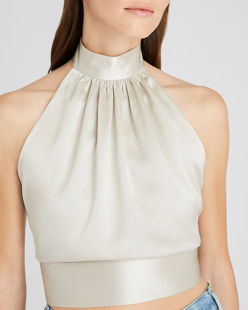 Silk Charmeuse Tie Halter Top