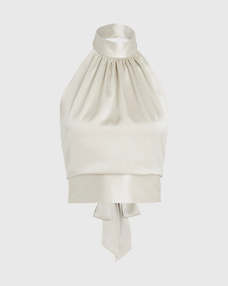 Silk Charmeuse Tie Halter Top