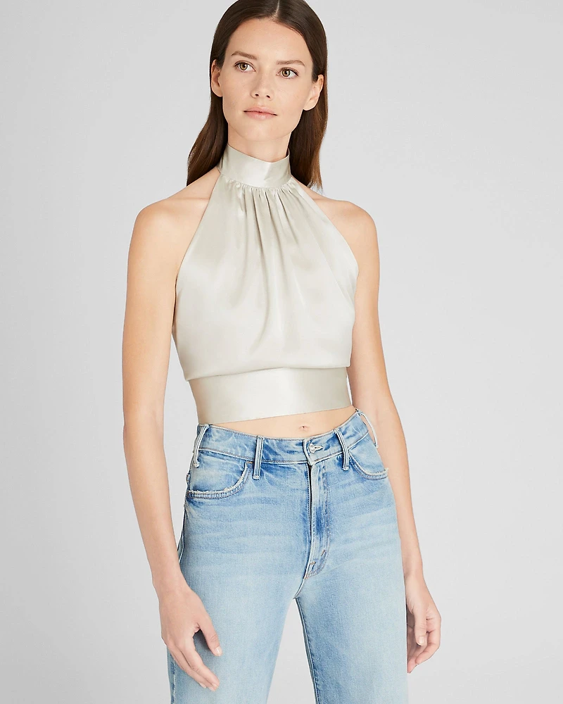 Silk Charmeuse Tie Halter Top