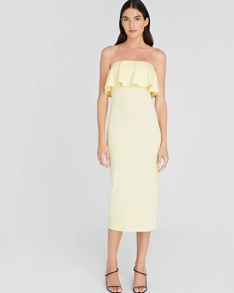Flounce Overlay Midi Dress