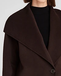 Wool-Blend Plush Robe Coat