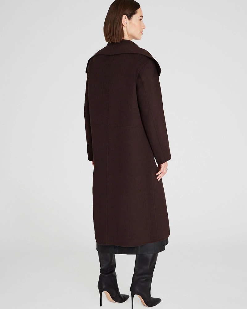 Wool-Blend Plush Robe Coat