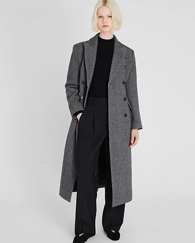 Cinched Waist Herringbone Twill Coat