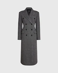 Cinched Waist Herringbone Twill Coat