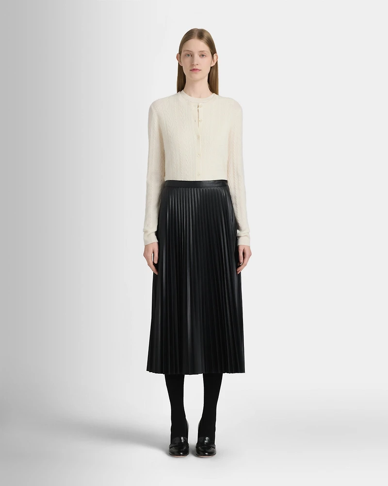 Pleated Faux Leather Skirt