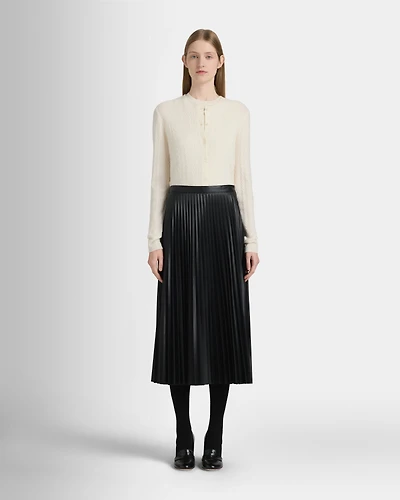 Pleated Faux Leather Skirt
