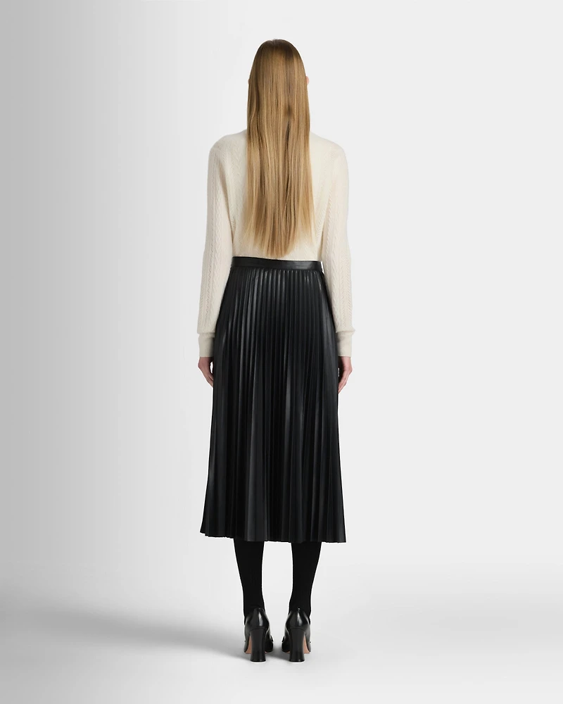 Pleated Faux Leather Skirt