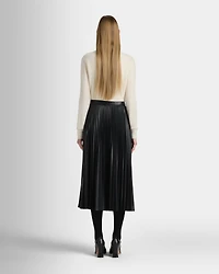 Pleated Faux Leather Skirt
