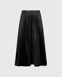 Pleated Faux Leather Skirt