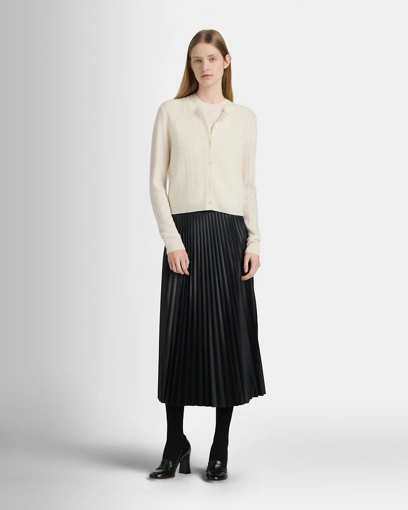 Pleated Faux Leather Skirt