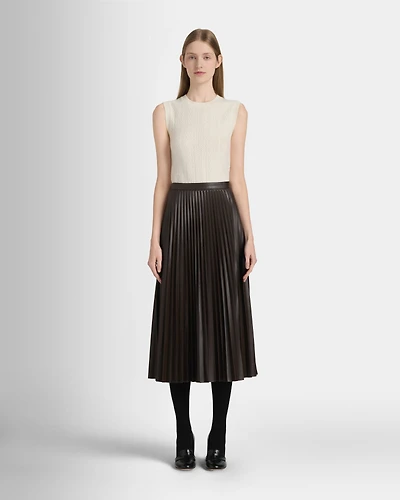 Pleated Faux Leather Skirt