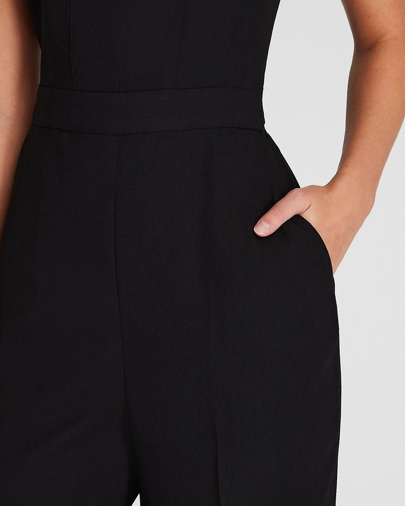 Crepe Square-Neck Jumpsuit