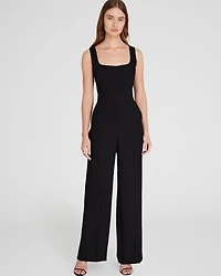 Crepe Square-Neck Jumpsuit