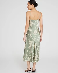 Drape Shoulder Silk Maxi Dress