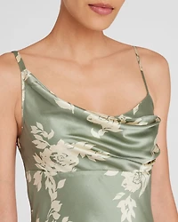Drape Shoulder Silk Maxi Dress