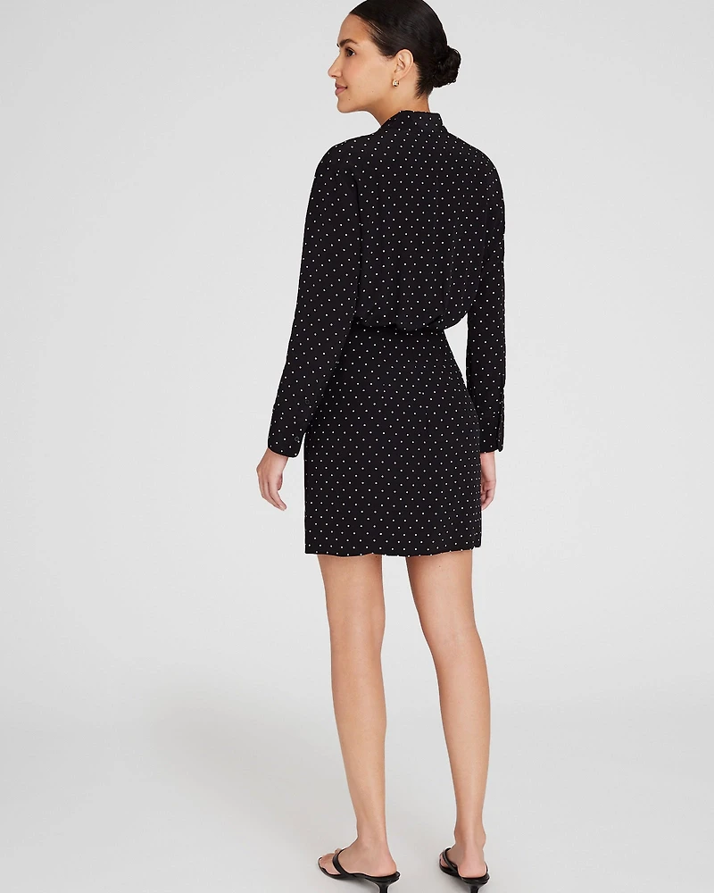 Silk Blouson Waist Shirt Dress