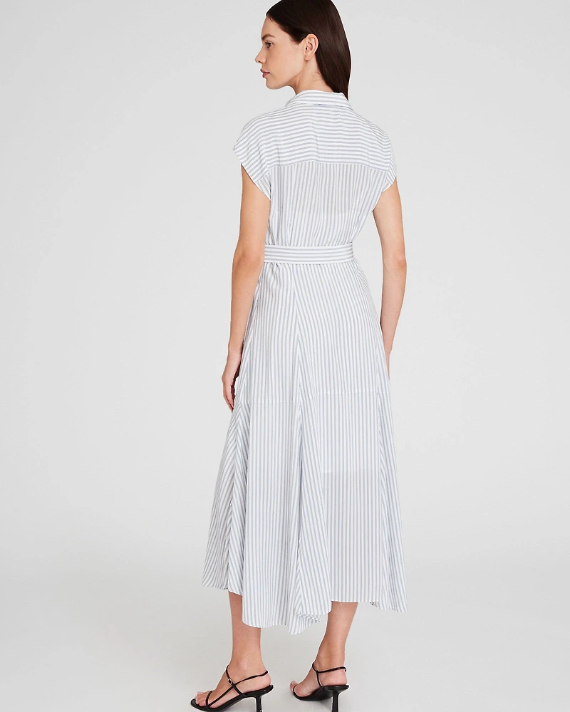 Striped Handkerchief Hem Shirt Dress