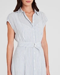 Striped Handkerchief Hem Shirt Dress