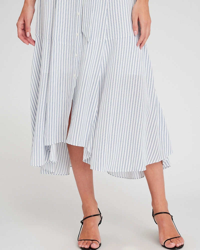 Striped Handkerchief Hem Shirt Dress