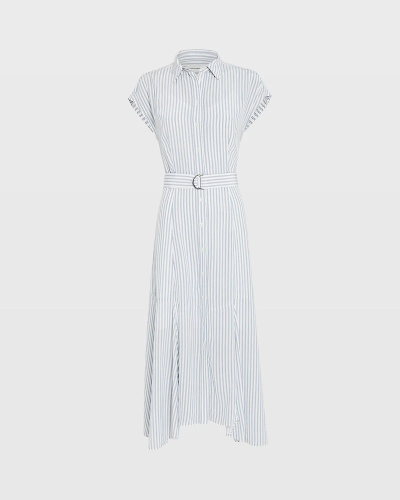 Striped Handkerchief Hem Shirt Dress