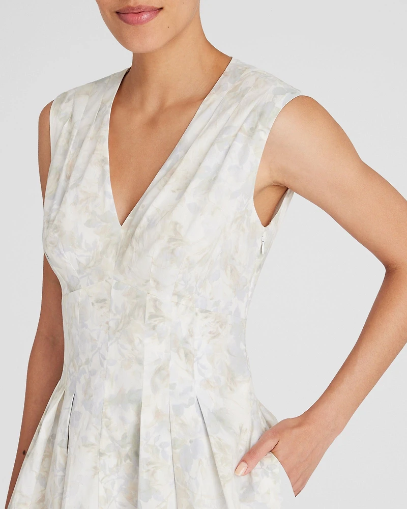 Printed Waisted Pleat Mini Dress