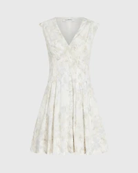Printed Waisted Pleat Mini Dress