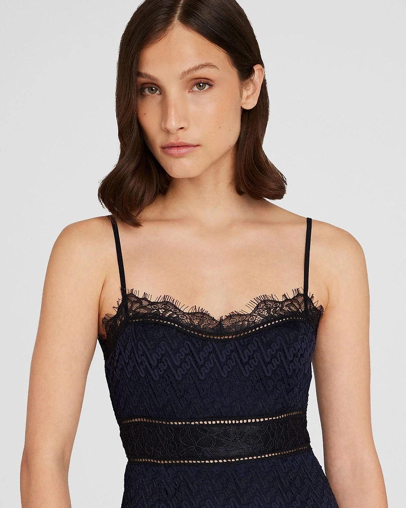 Lace Insert Midi Dress