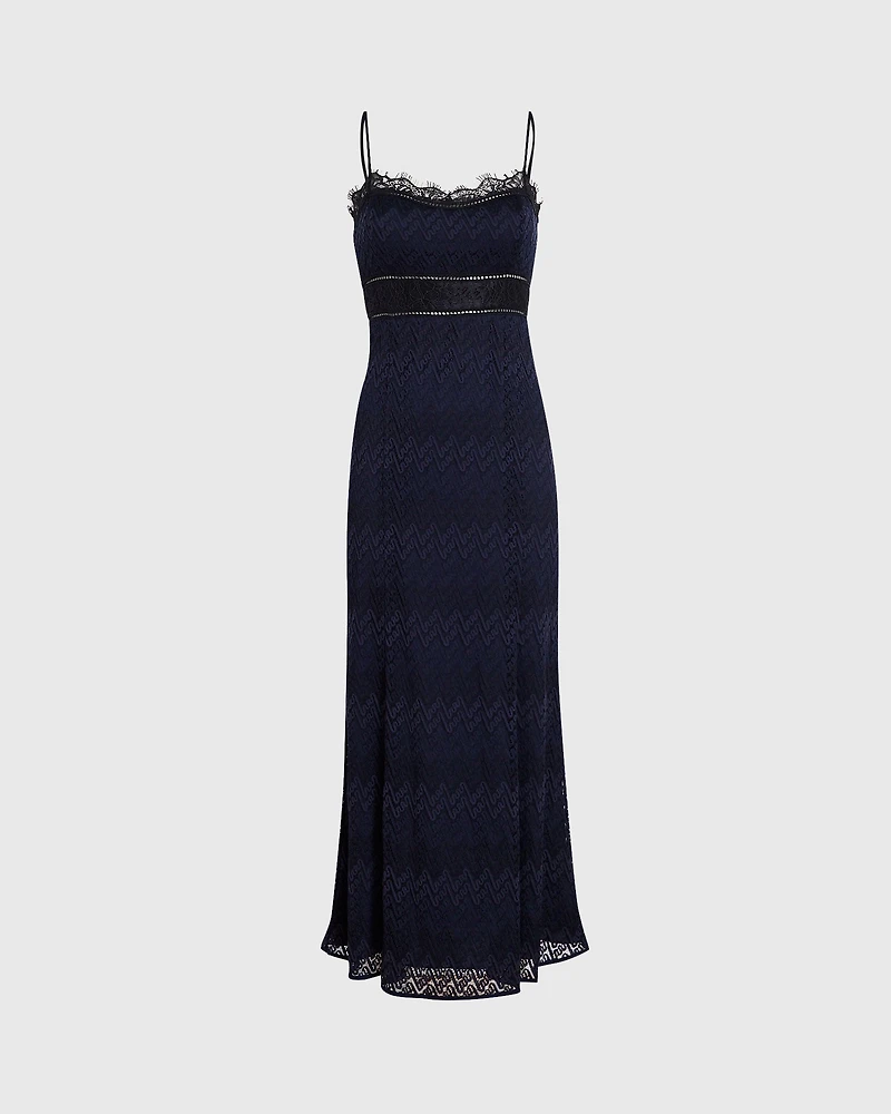 Lace Insert Midi Dress