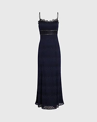 Lace Insert Midi Dress