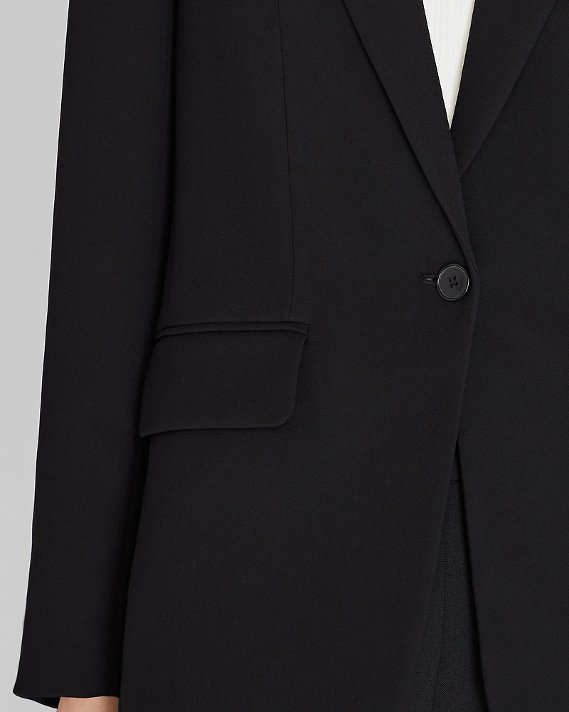 Relaxed Single-Breasted Crepe Blazer