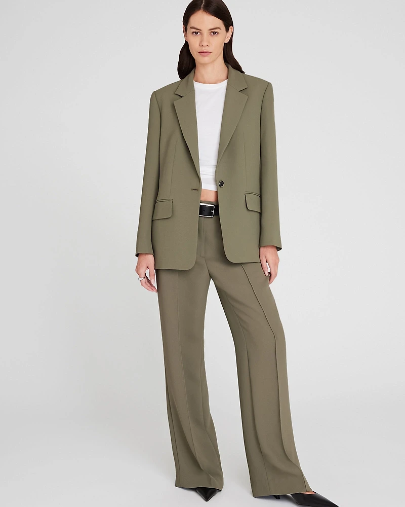 Relaxed Single-Breasted Crepe Blazer