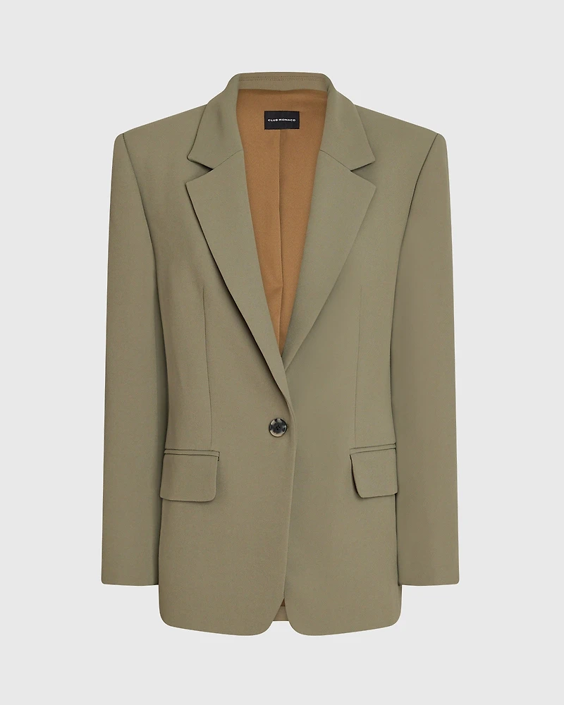 Relaxed Single-Breasted Crepe Blazer