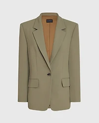 Relaxed Single-Breasted Crepe Blazer