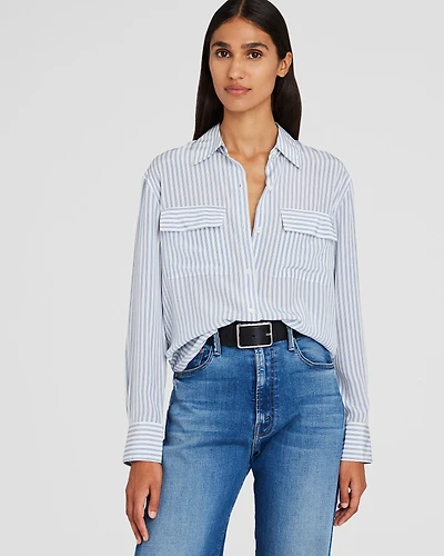 Striped Silk Utility Shirt