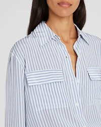 Striped Silk Utility Shirt