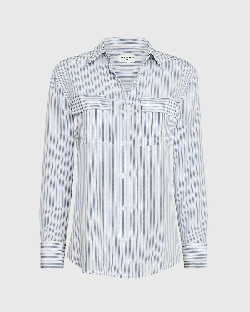Striped Silk Utility Shirt