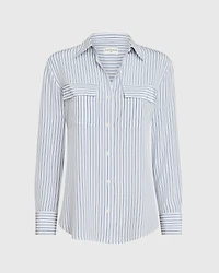Striped Silk Utility Shirt