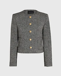 Collarless Tweed Jacket