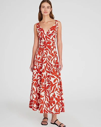 Printed Midi Box Pleat Skirt