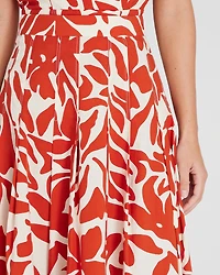 Printed Midi Box Pleat Skirt
