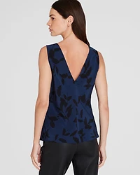 Printed Silk V-Neck Sleeveless Top