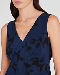 Printed Silk V-Neck Sleeveless Top