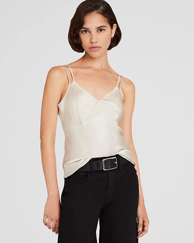 Silk Charmeuse Double-Neckline Cami