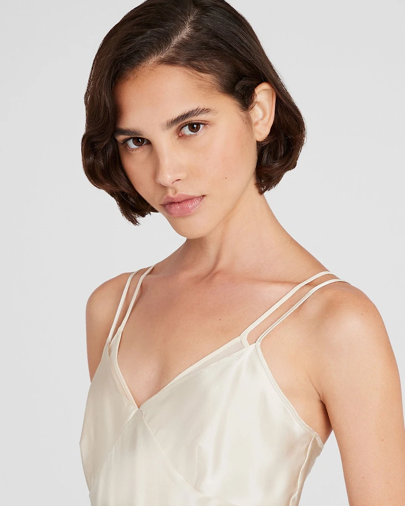 Silk Charmeuse Double-Neckline Cami