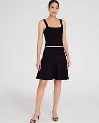 Pleated Mini Knit Skirt